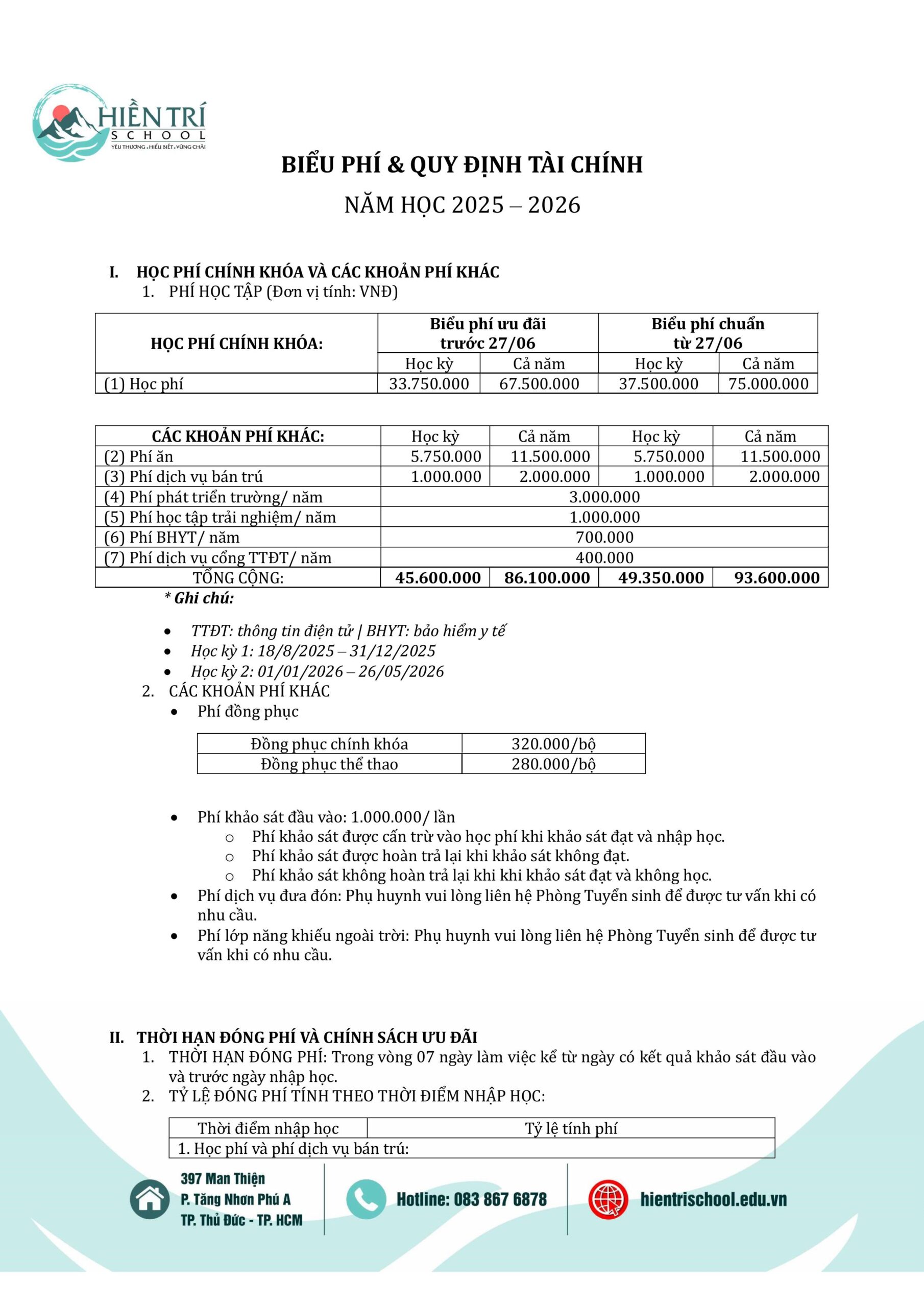 Bảng Biểu Phí HienTriSchool-hình ảnh-0